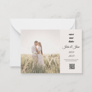 Rustic Field Photo Save the Date with QR Code Mitteilungskarte