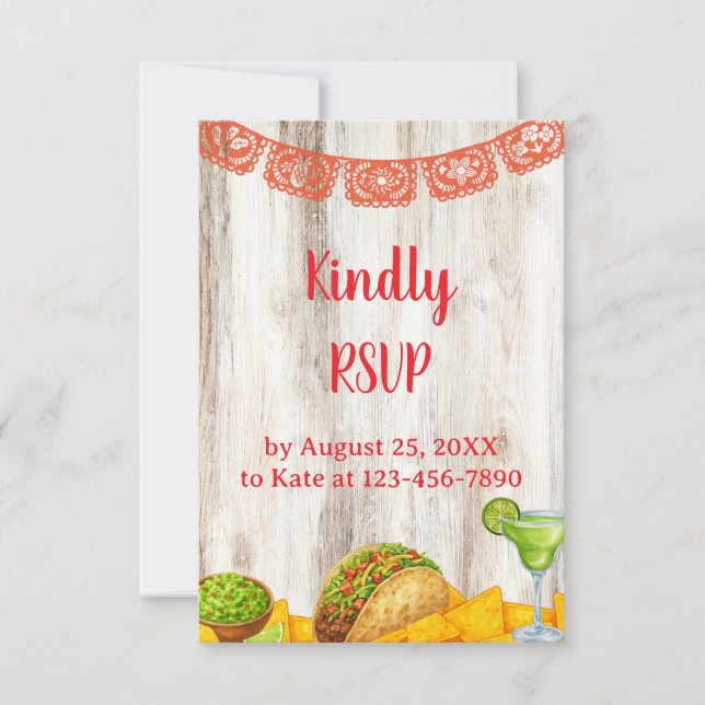 Rustic Fiesta RSVP Card with Optional QR Code Karte (Vorderseite)