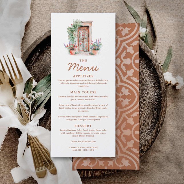 Rustic Fiesta Wedding Card Menükarte (Rustic Terracotta Wedding Menu)