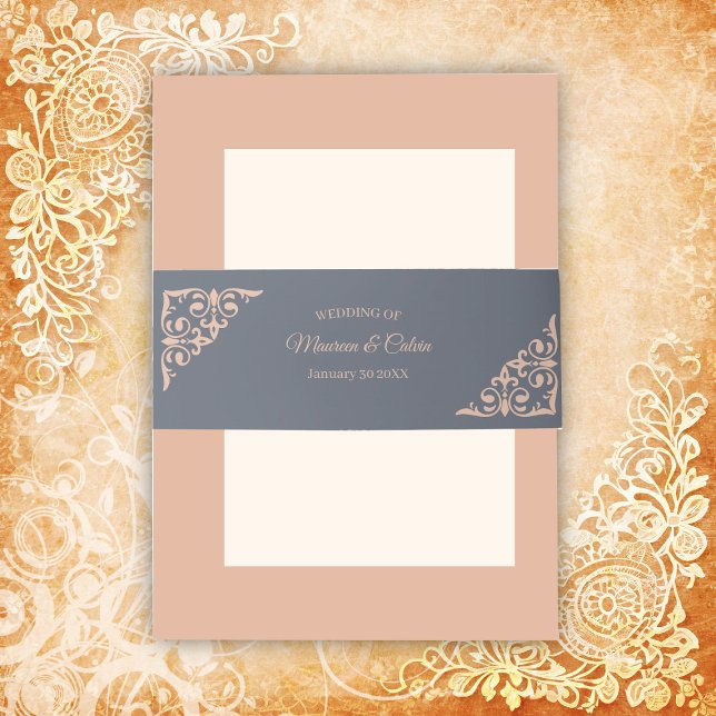 Rustic Filigree Wedding Einladungsbanderole (Von Creator hochgeladen)