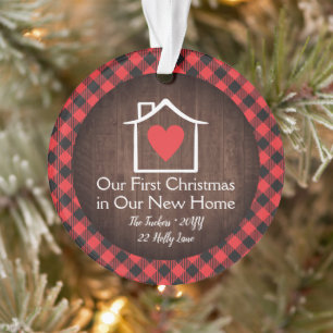 Rustic First Christmas New Zuhause Heart Kariertes Ornament