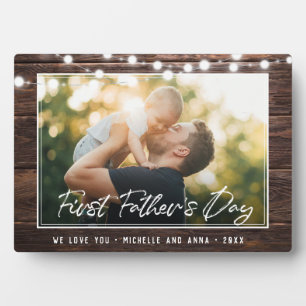 Rustic First Vathers Day Modernes Foto Holz Fotoplatte