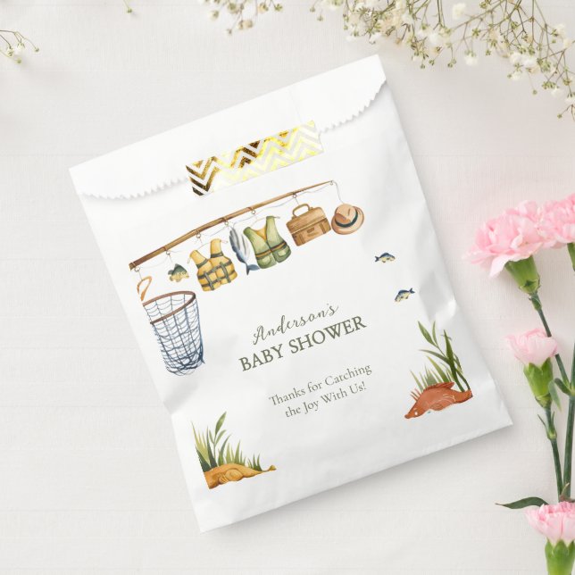 Rustic Fishing Baby Boy Party Gift Bag Geschenktütchen (Versiegelt)