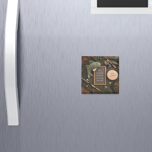 Rustic Fishing Pregnancy Announcement keepsake Magnet (Von Creator hochgeladen)