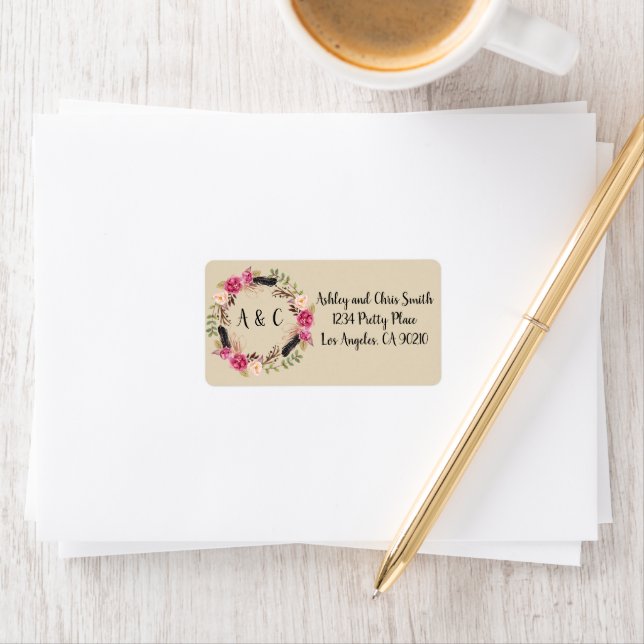 Rustic Floral Address Label Boho Address Labels Adressaufkleber (Insitu)