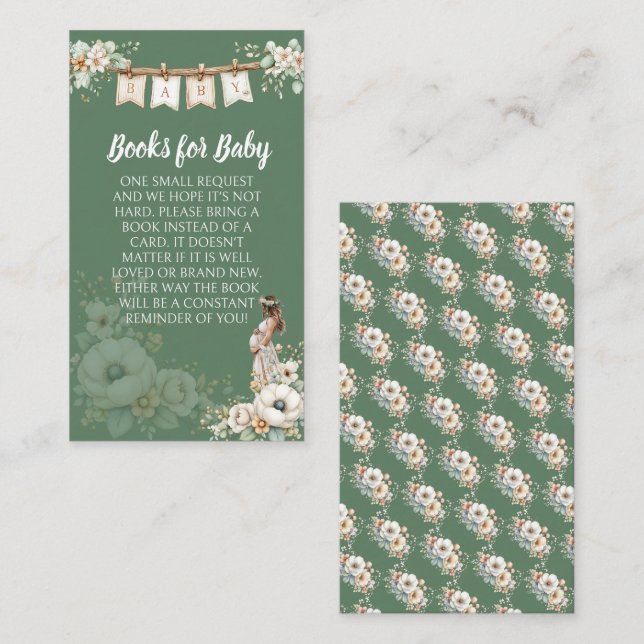 Rustic Floral Baby Shower Books for Baby Begleitkarte (Vorne/Hinten)