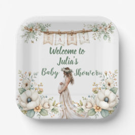 Rustic Floral Baby Shower  Pappteller