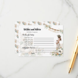 Rustic Floral Baby Shower Wishes and Advice Begleitkarte