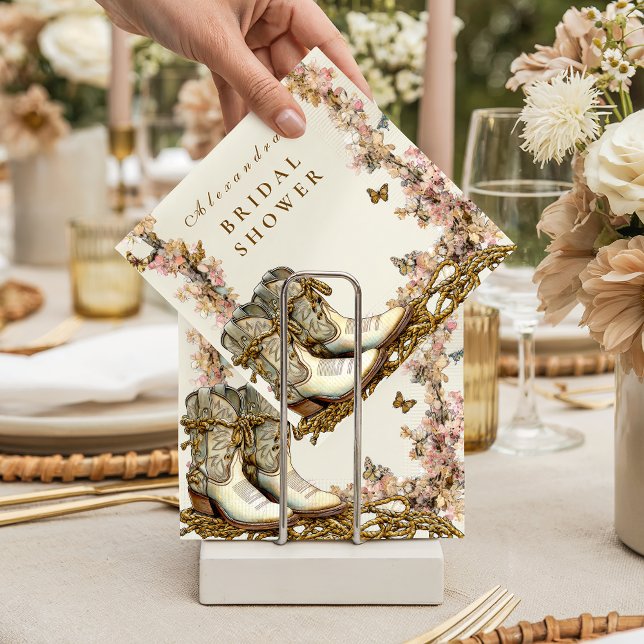 Rustic Floral Boots Bridal Shower Serviette (Von Creator hochgeladen)
