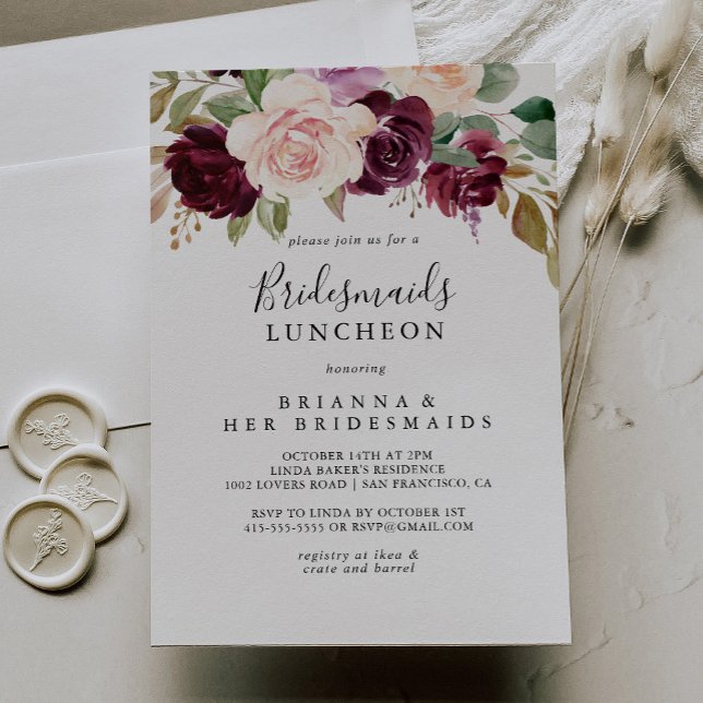 Rustic Floral Bridesmaids Luncheon Shower Einladung (Von Creator hochgeladen)