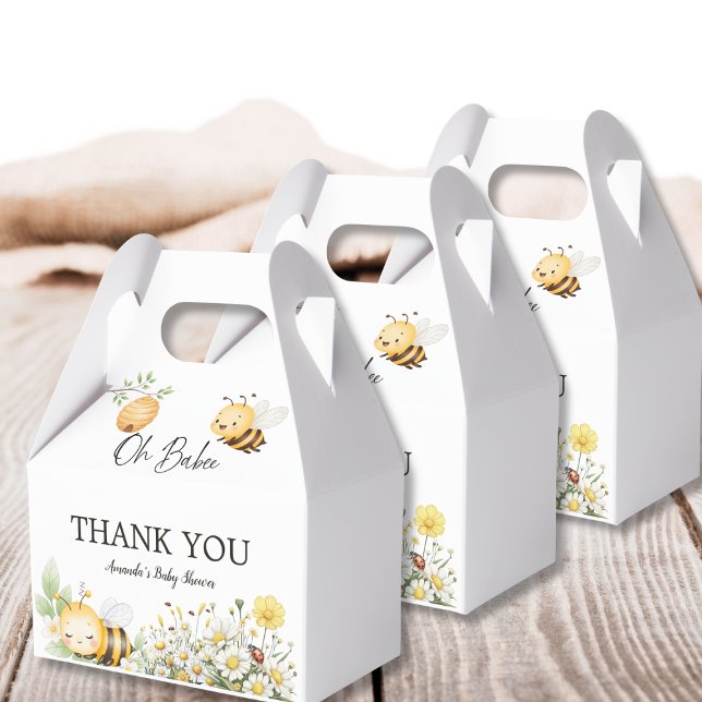 Rustic Floral Daisy Oh Babee Honey Bee Baby Shower Geschenkschachtel (Von Creator hochgeladen)