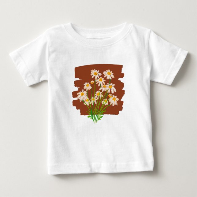 Rustic floral design on brown background baby t-shirt (Vorderseite)