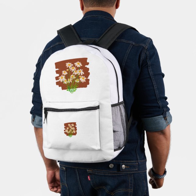 Rustic floral design on brown background bedruckter rucksack (Insitu (Modell))