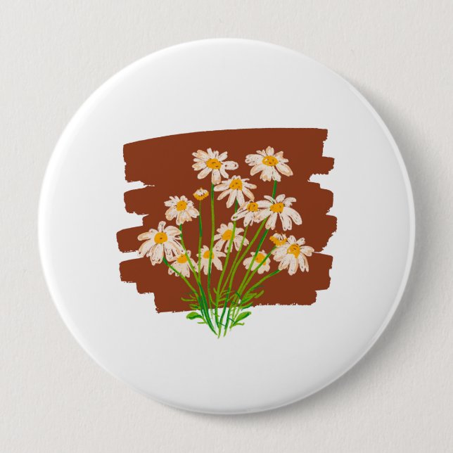 Rustic floral design on brown background button (Vorderseite)