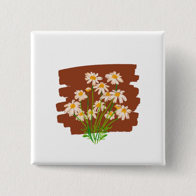 Rustic floral design on brown background button (Vorderseite)