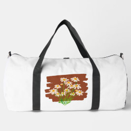 Rustic floral design on brown background duffle bag