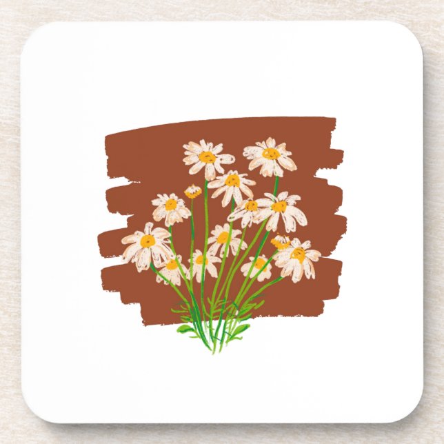 Rustic floral design on brown background getränkeuntersetzer (Vorderseite)