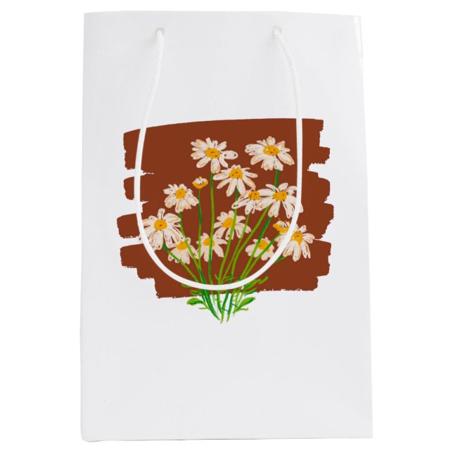 Rustic floral design on brown background mittlere geschenktüte (Vorderseite)