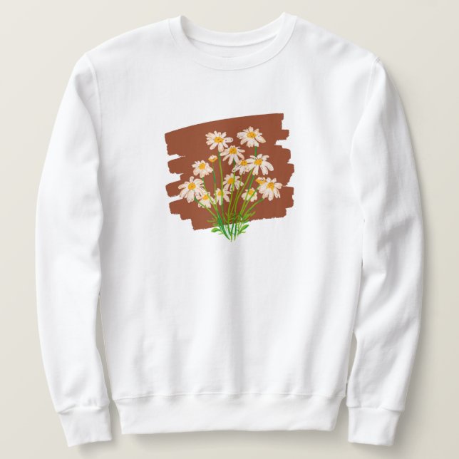 Rustic floral design on brown background sweatshirt (Design vorne)