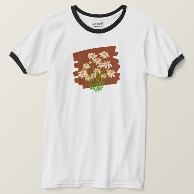 Rustic floral design on brown background T-Shirt (Design vorne)