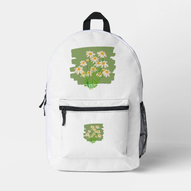 Rustic Floral Design on Green Background Bedruckter Rucksack (Vorderseite)