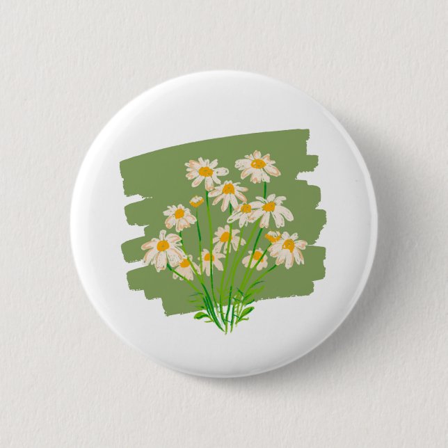 Rustic Floral Design on Green Background Button (Vorderseite)