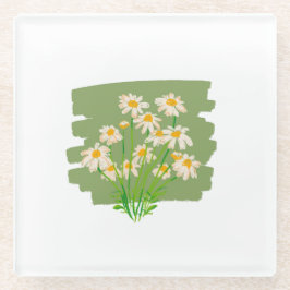 Rustic Floral Design on Green Background Glasuntersetzer