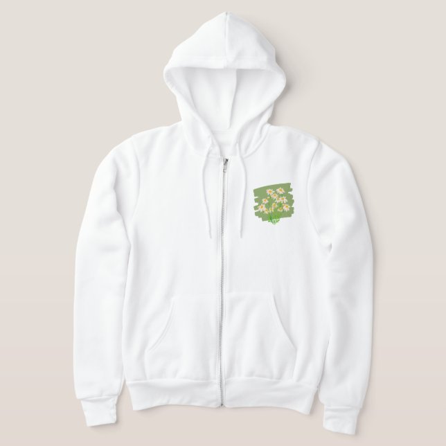 Rustic Floral Design on Green Background Hoodie (Ablage )