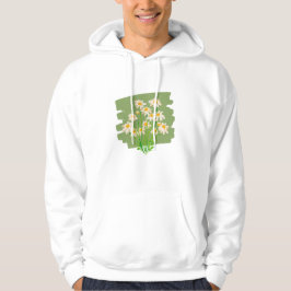 Rustic Floral Design on Green Background Hoodie