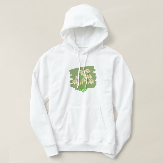 Rustic Floral Design on Green Background Hoodie (Design vorne)