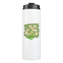 Rustic Floral Design on Green Background Thermosbecher