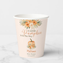 Rustic Floral Fall Orange Pumpkin Baby Shower Pappbecher