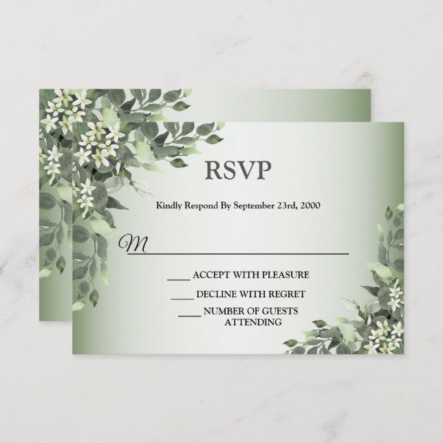 Rustic Floral Greenery Eucalyptus Leaves RSVP Karte (Vorne/Hinten)