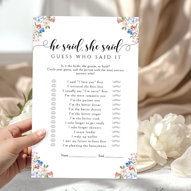 Rustic Floral He said She said Bridal Shower Game (Von Creator hochgeladen)