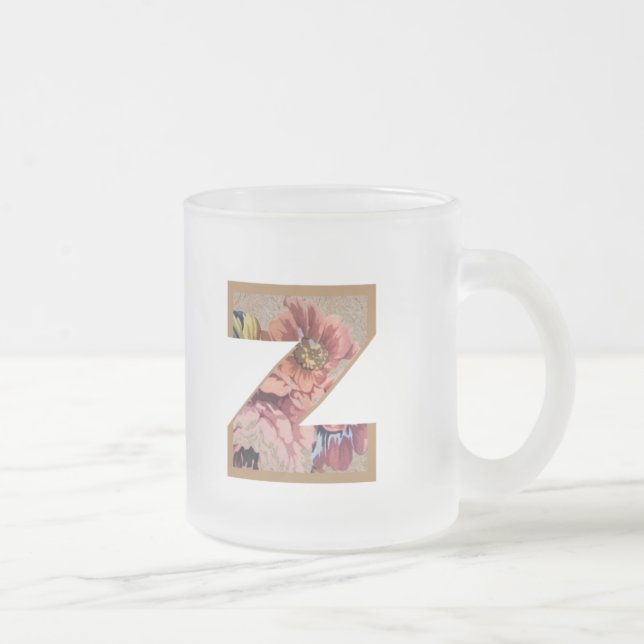 Rustic Floral Initial Letter Z Monogram Mattglastasse (Rechts)