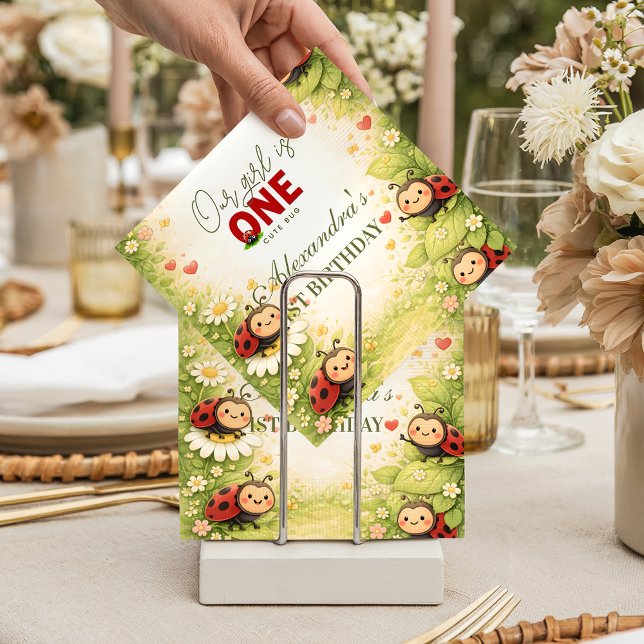 Rustic Floral Lady Bug 1st Birthday Serviette (Von Creator hochgeladen)