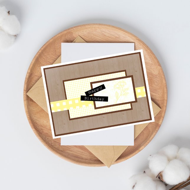 Rustic Floral Light Yellow Birthday Karte (Von Creator hochgeladen)