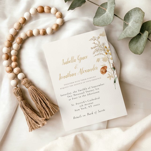 Rustic Floral Minimalist Wedding Invitation Einladung (Von Creator hochgeladen)