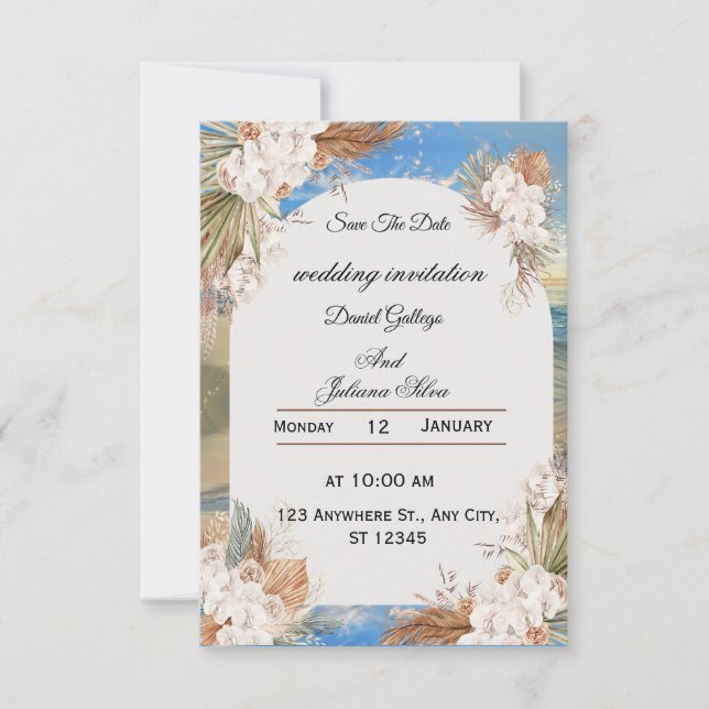 Rustic Floral Sky Wedding Invitation Einladung (Vorderseite)