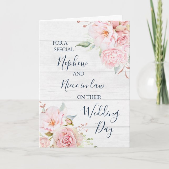 Rustic Floral Wedding Nephew Niece in Law Card Dankeskarte (Vorderseite)