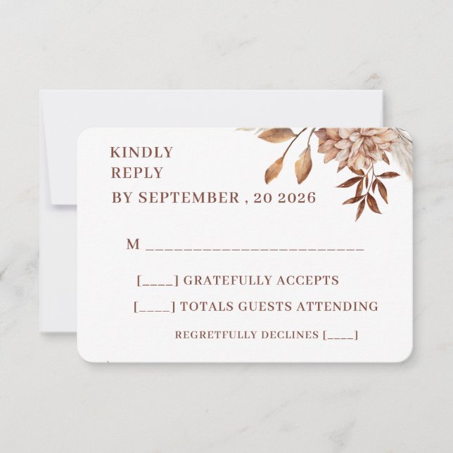 Rustic Floral Wedding RSVP Card – Earthy Elegance Karte (Vorderseite)