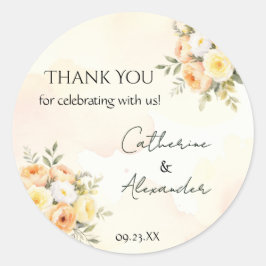 Rustic Floral Wedding Vielen Dank, dass Sie Sticke Runder Aufkleber