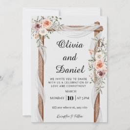 Rustic Floral Wood Arch Wedding Invitation Einladung