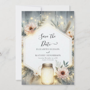 Rustic Florals Mason Jar Wedding Save The Date