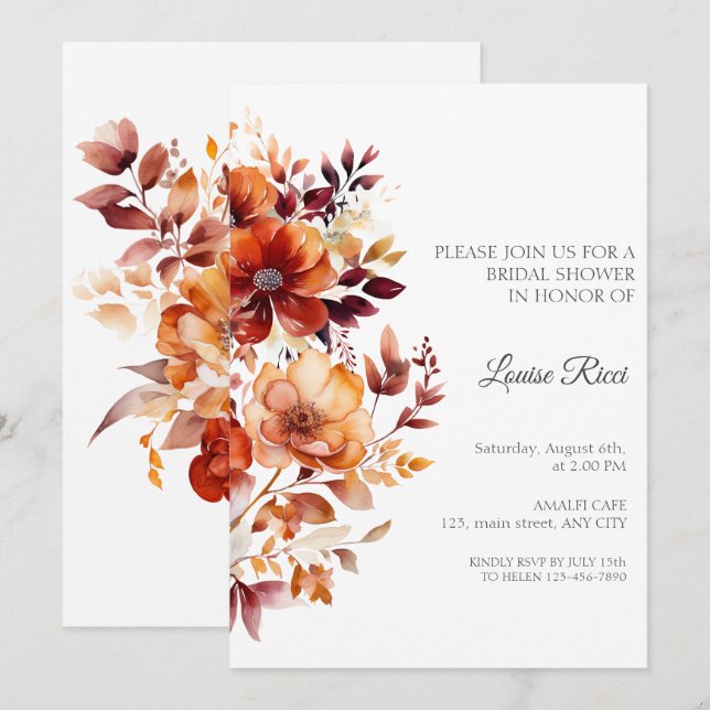 Rustic Flower Fall Bridal Shower Invitation Einladung (Vorne/Hinten)