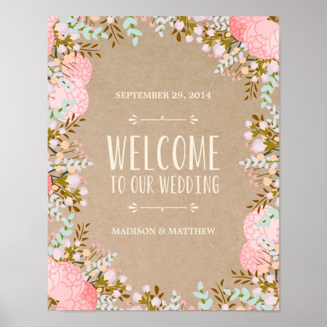 Rustic Flowers | Hochzeitssymbol Poster (Vorne)