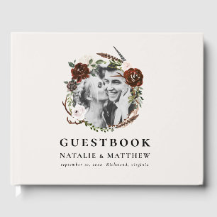Rustic Foliage and Antler Wedding Gästebuch
