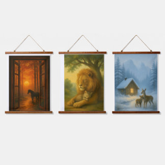 Rustic Forest Animal Wall Art Set of 3 – Deer & Ho Wandteppich Mit Holzrahmen