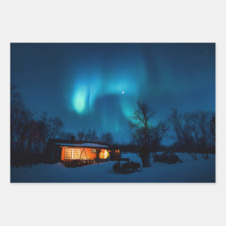 Rustic Forest Cottages & Cozy Cabins Nature Photos Geschenkpapier Set