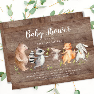 Rustic Forest Friends Kinderdusche Einladung